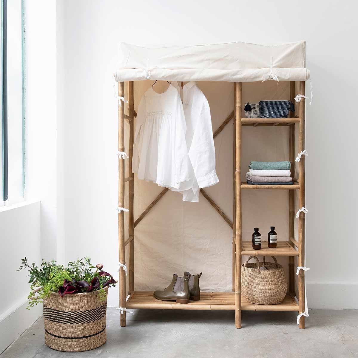 Taman bamboo and cream fabric wardrobe – Decoclico