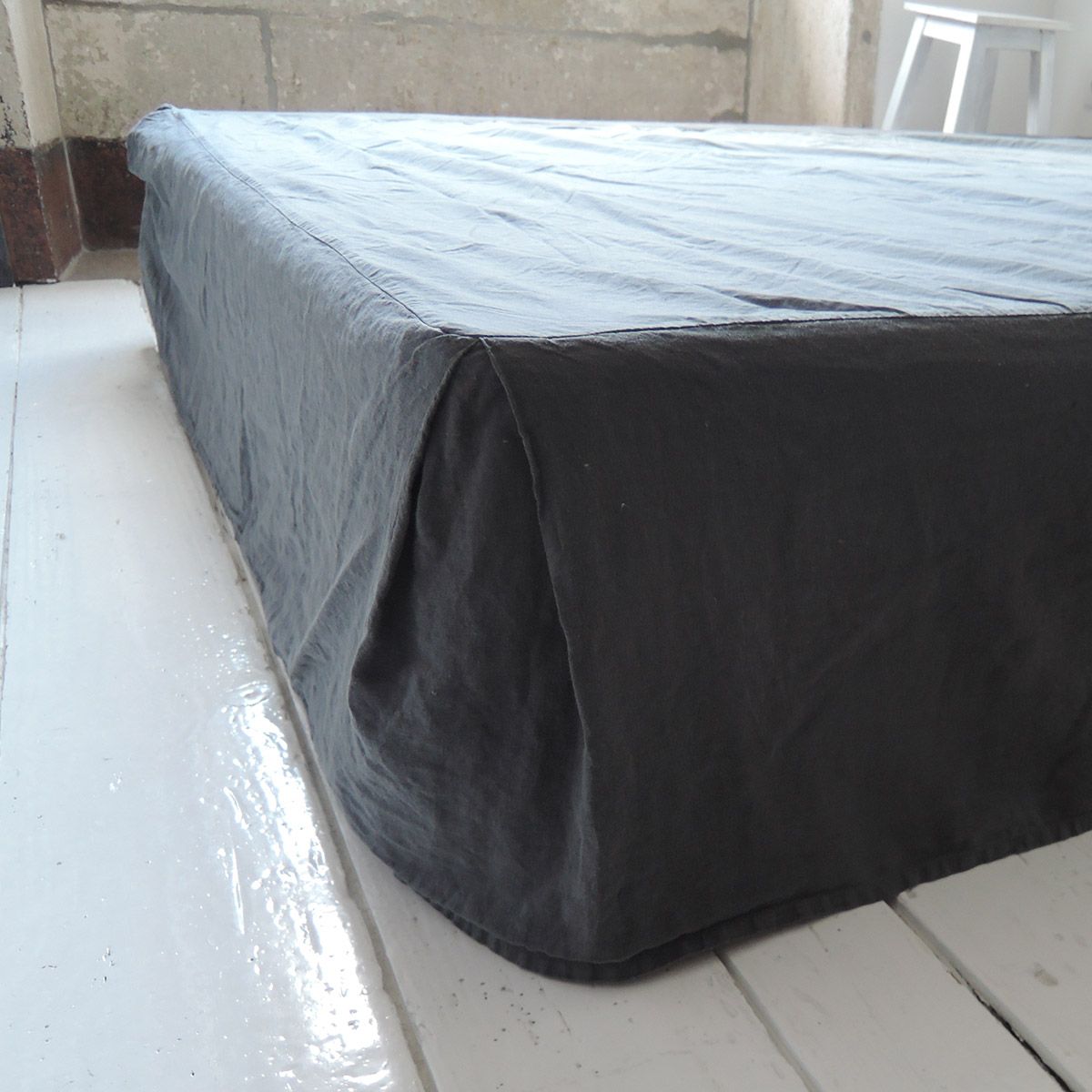 Cache-sommier Noir 36 Cm Cache-sommier Linen Market - Microfibre 36cm De Chute (Lit Simple XL) Cache-sommier Microfibre