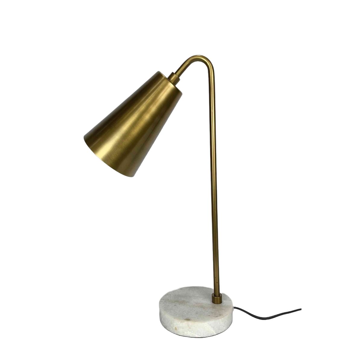 Lampe de salon avec pied galbé en métal finition bronze et abat-jour  conique suspendu 47