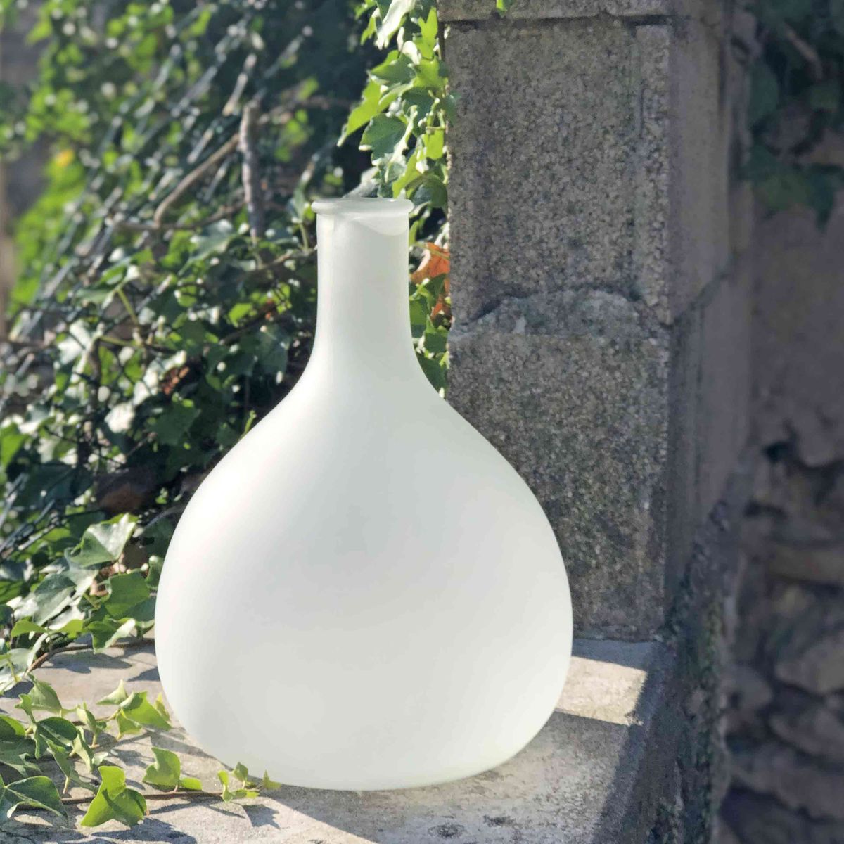 Vase bonbonne en verre dépoli - Blanc - Verre