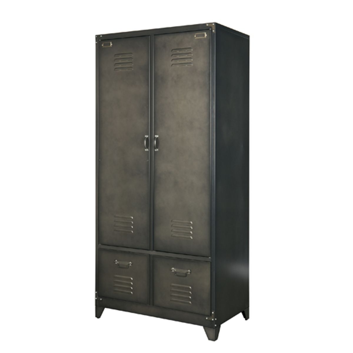 Armoire casier en métal noir 1 penderie 3 étagères 2 tiroirs Locker –  Decoclico