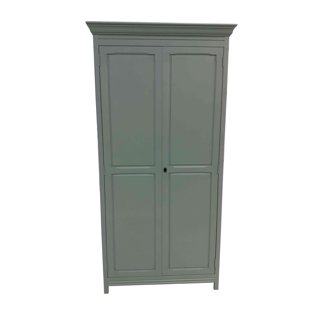 Armoire parisienne 2 portes penderie étagères vert sauge Léandre
