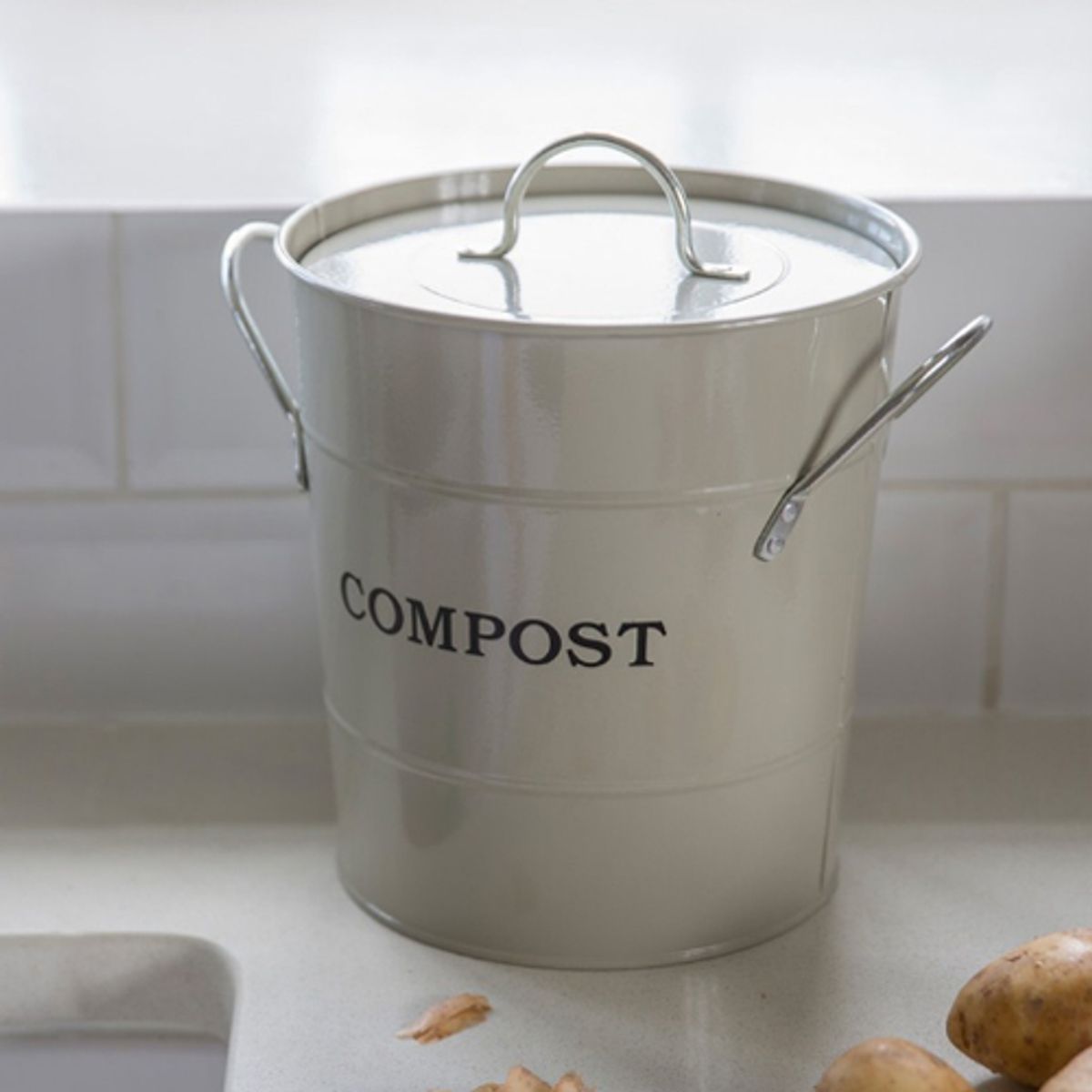 Poubelle de compostage couvercle et anses Compost - crème – Decoclico