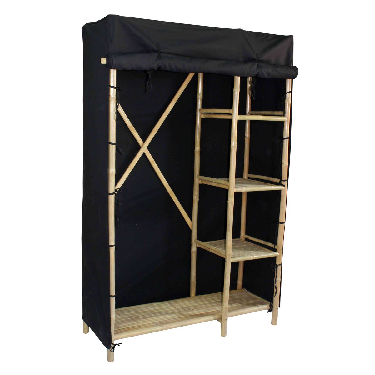 Armoire penderie en bambou et tissu noir Taman Decoclico