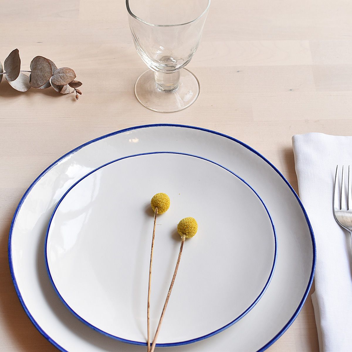 Set de 4 assiettes à dessert en céramique artisanale Indigo Blue – Decoclico