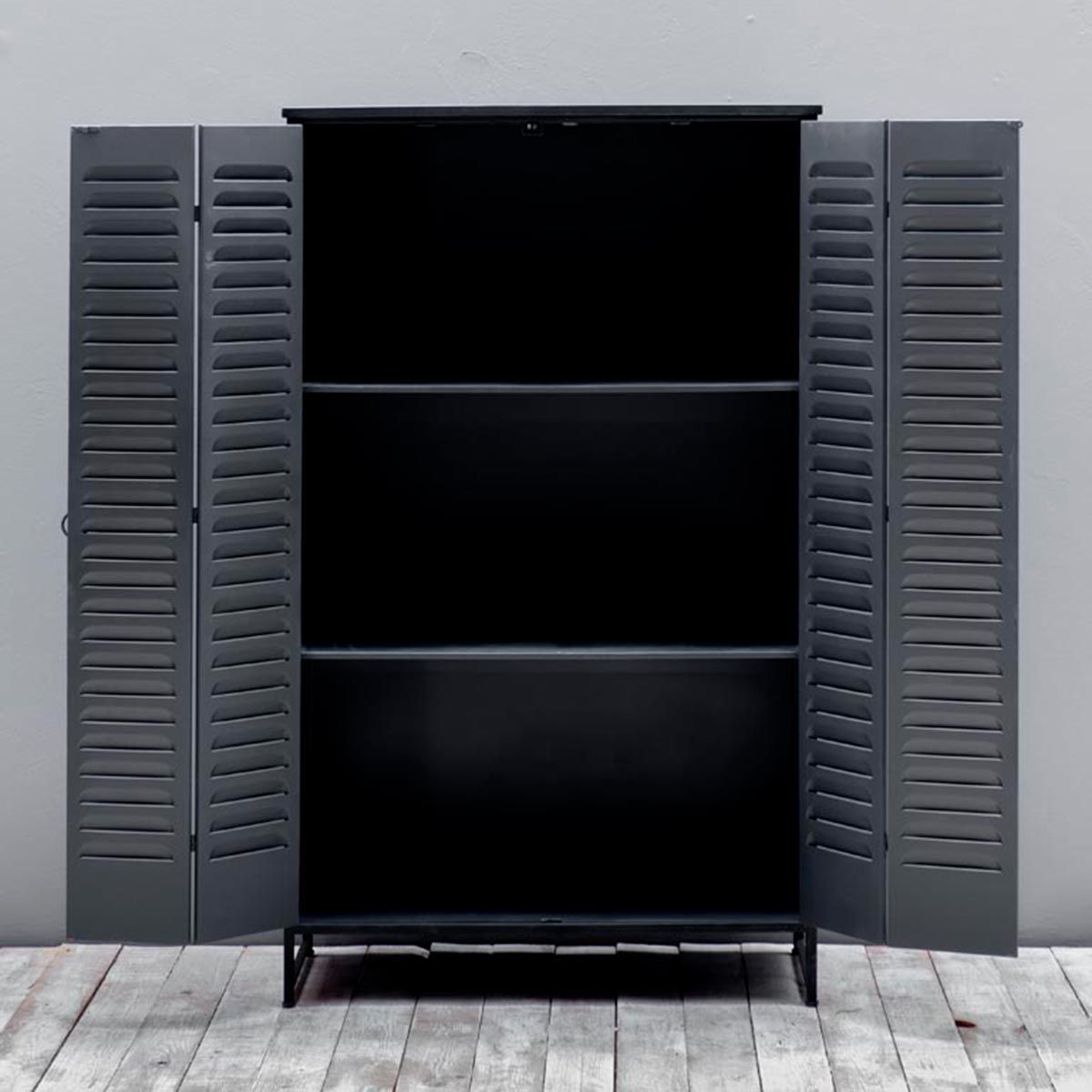 Armoire casier en métal noir 1 penderie 3 étagères 2 tiroirs Locker –  Decoclico