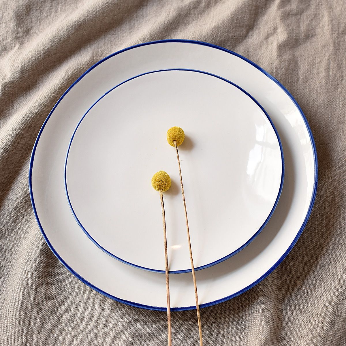 Set de 4 assiettes à dessert en céramique artisanale Indigo Blue – Decoclico