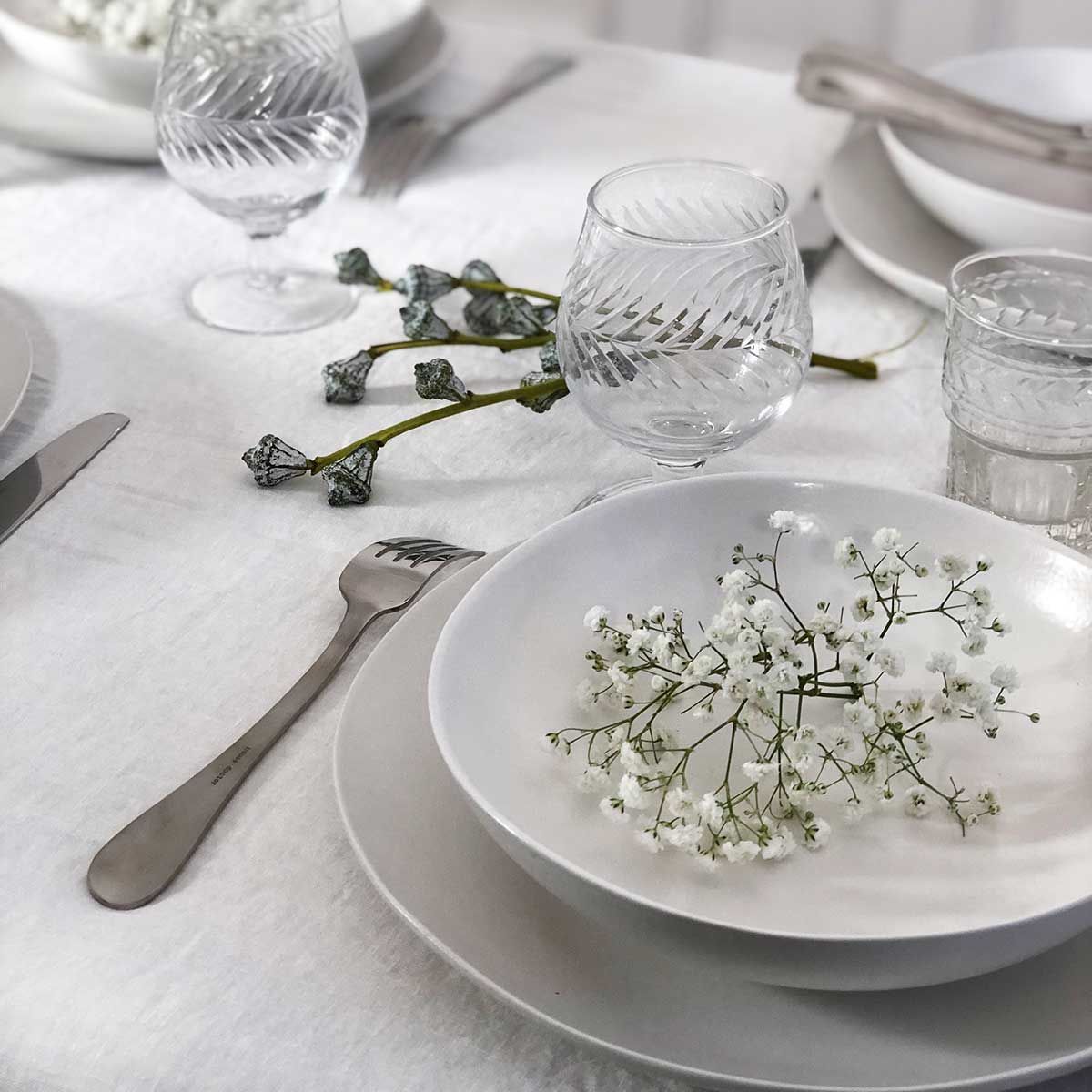 Set de 4 assiettes plates en céramique blanche - Fjord – Decoclico