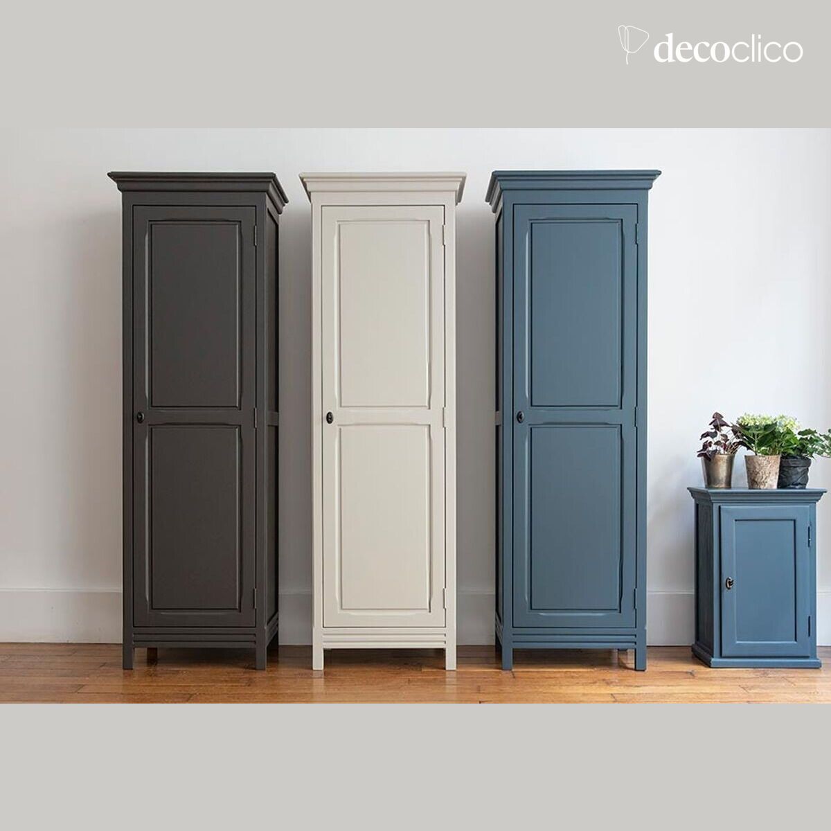 1-door sewing box in blue maritime pine Léandre