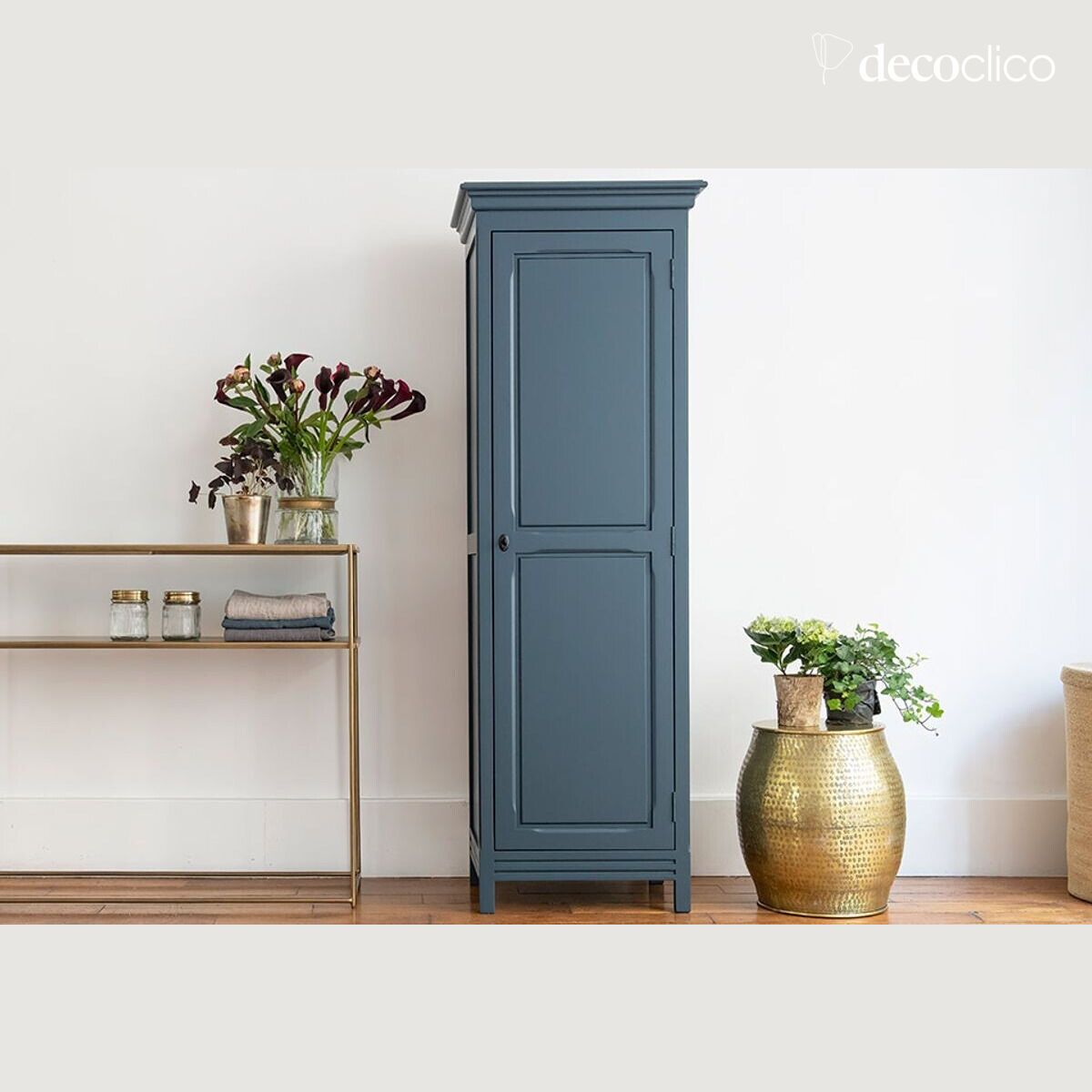 1-door sewing box in blue maritime pine Léandre