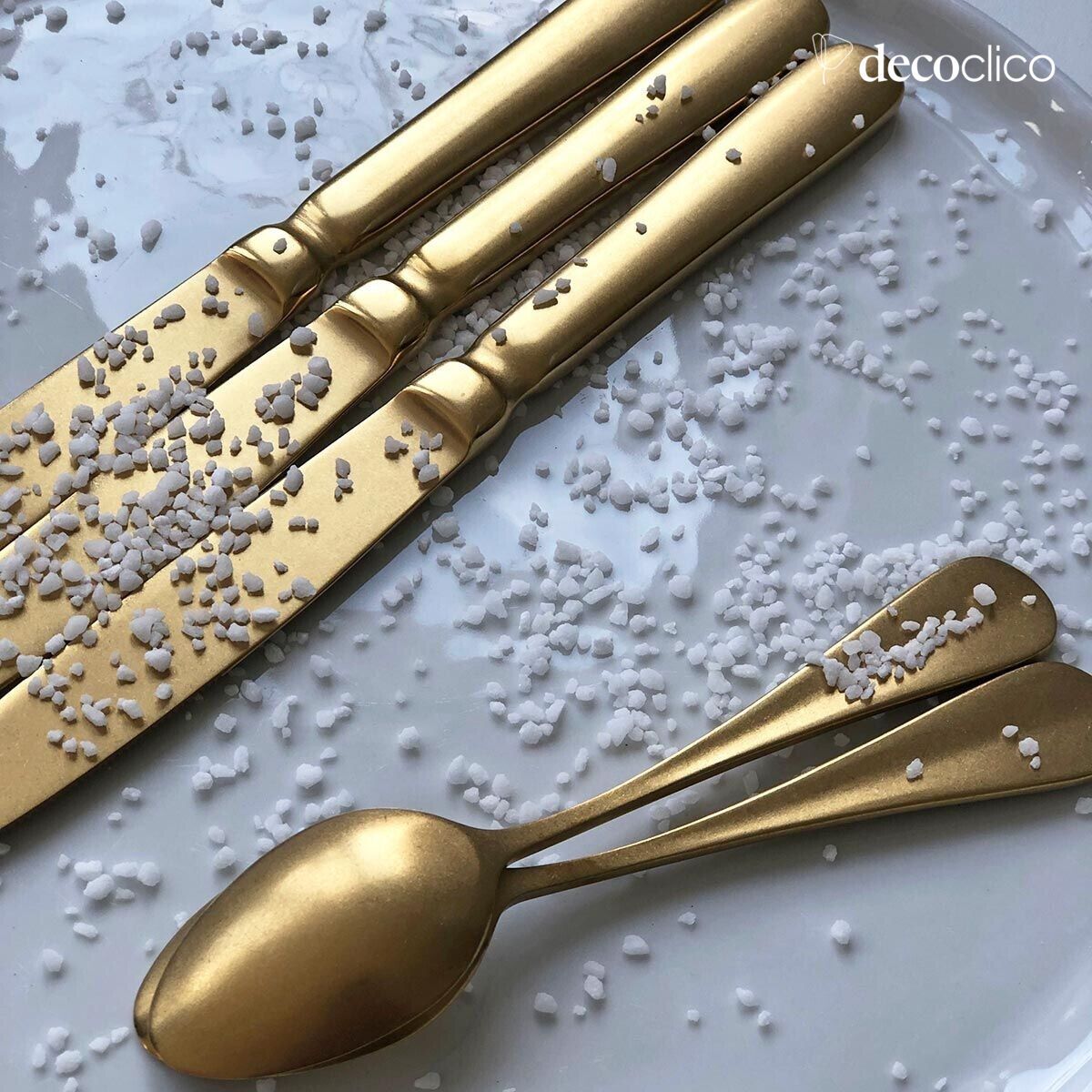 16-place gold brushed stainless steel cutlery set