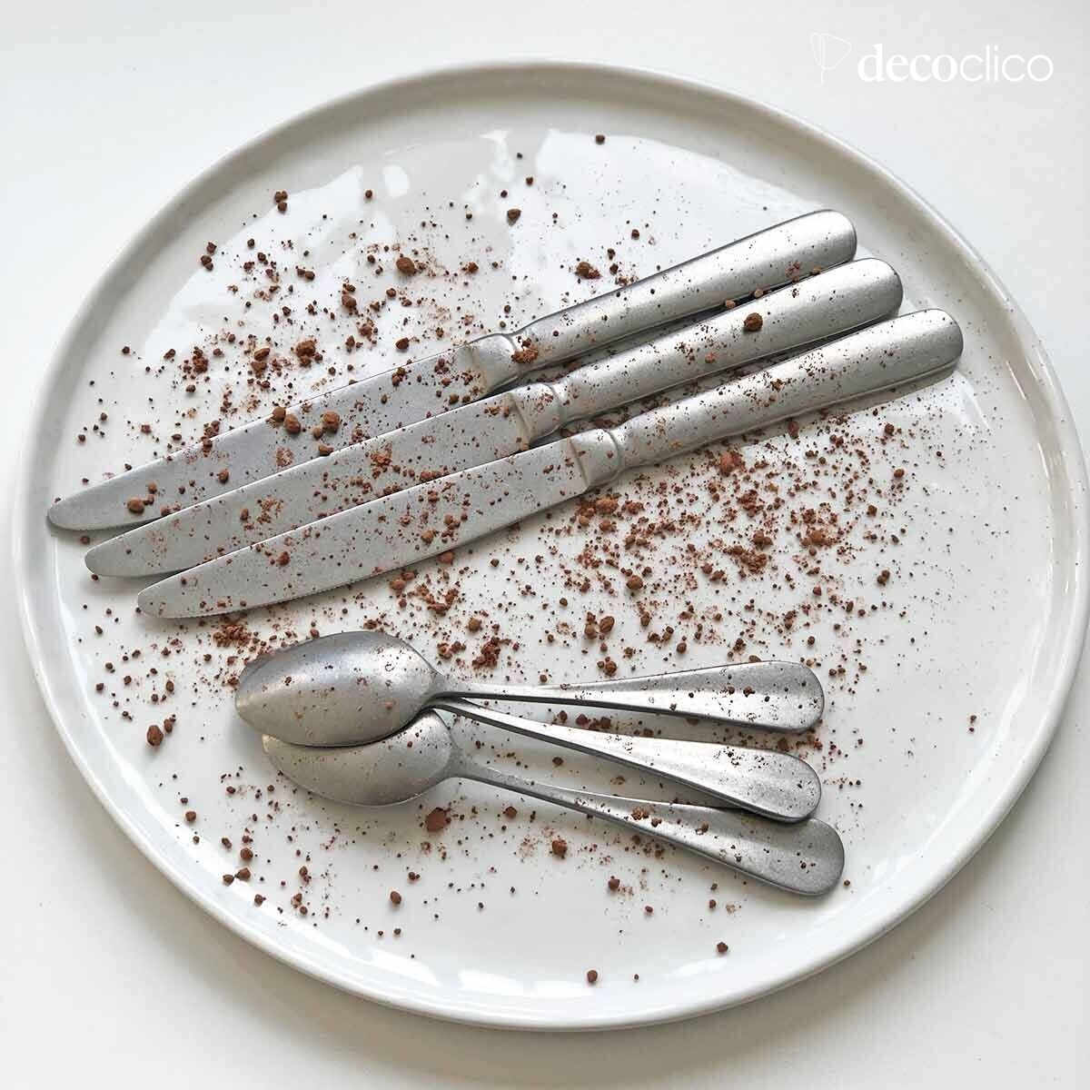 16-place setting brushed gray stainless steel cutlery set