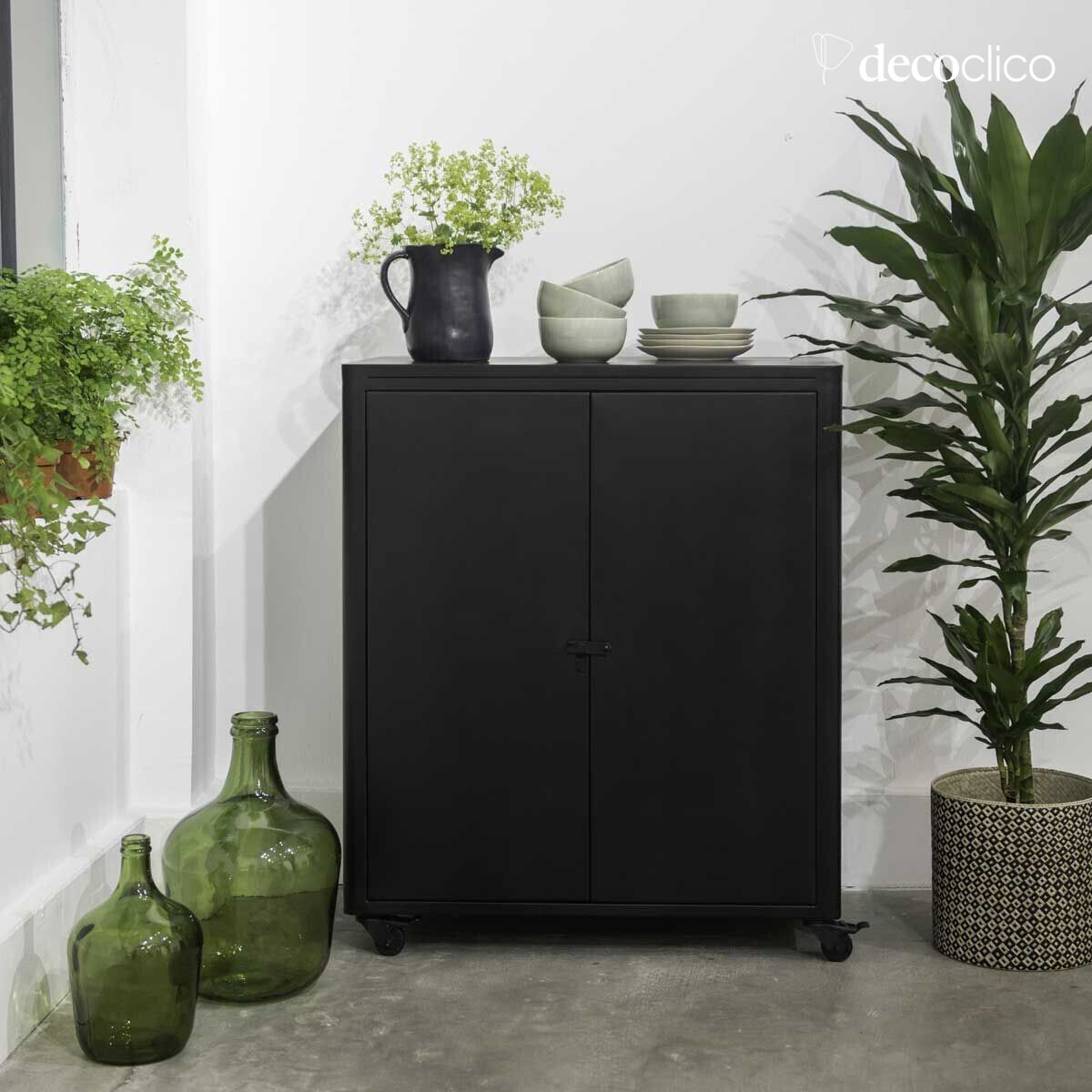 2-deurs matzwart metalen dressoir Bonnie