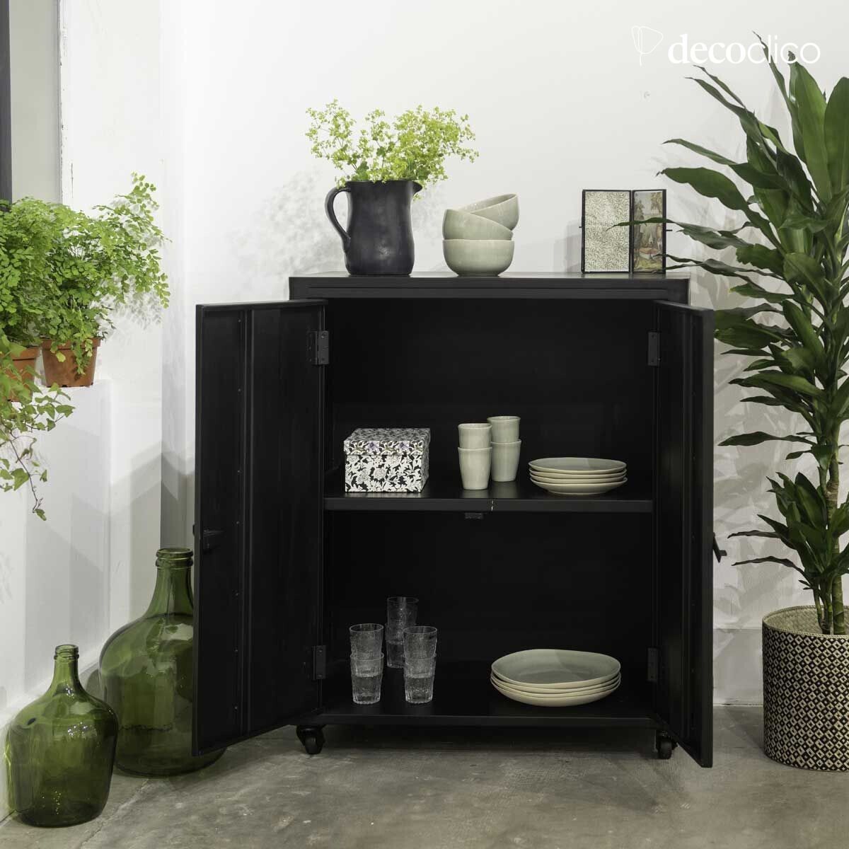 2-door matte black metal buffet Bonnie