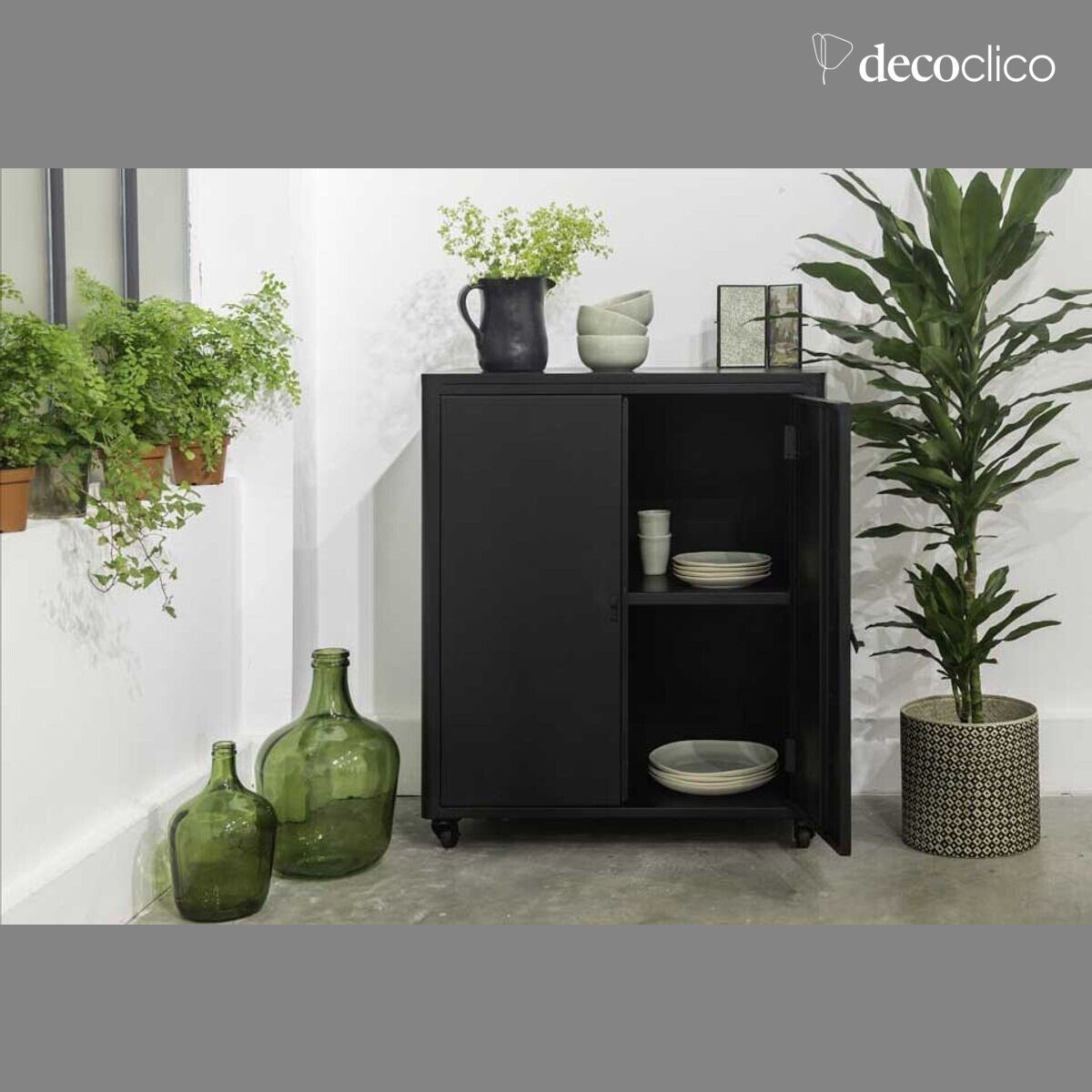 2-door matte black metal buffet Bonnie