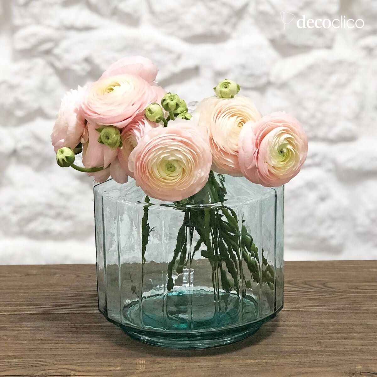 6L faceted transparent recycled glass vase Marigold