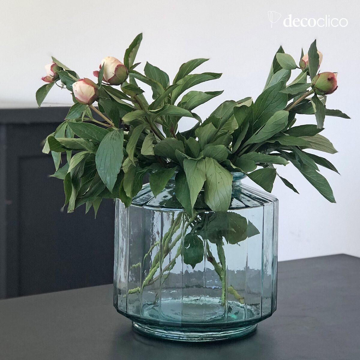 6L faceted transparent recycled glass vase Marigold