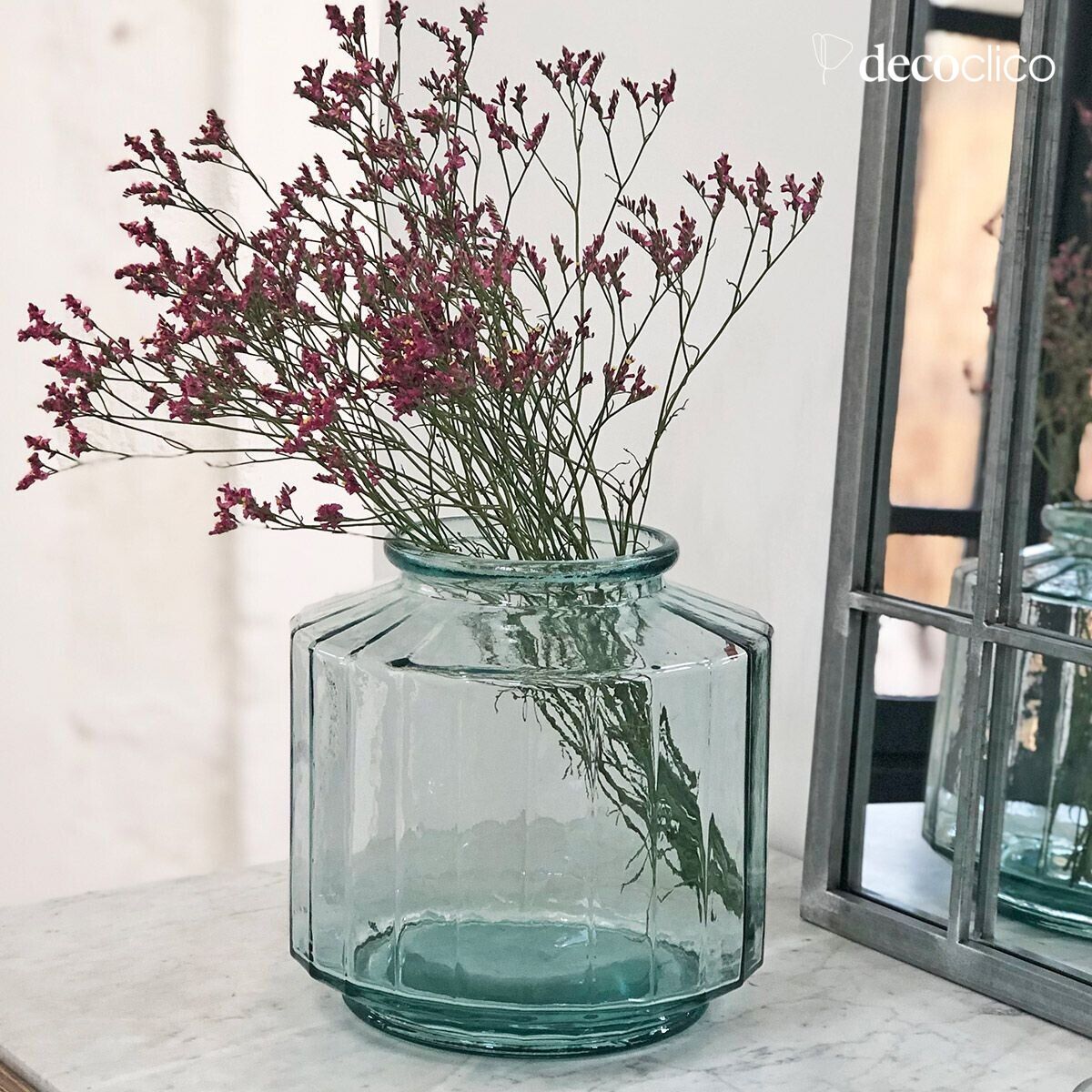 6L facetgeslepen transparante vaas van gerecycled glas Marigold