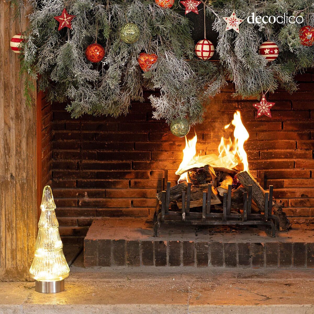 Albero decorativo in vetro trasparente lavorato con led