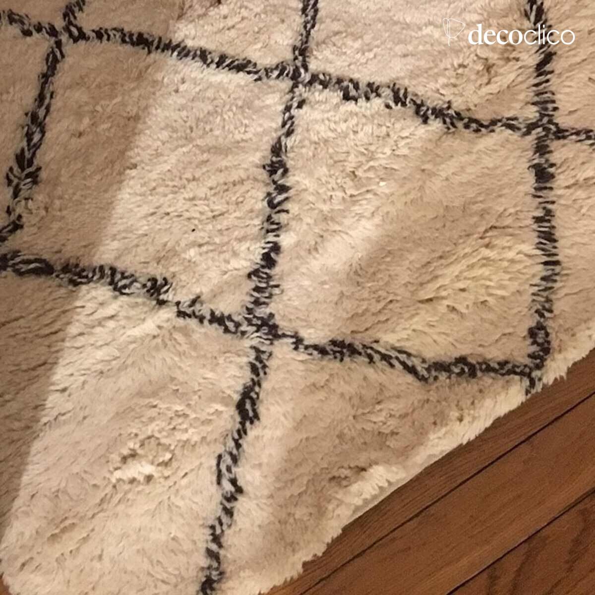 Alfombra estilo bereber 100 % lana cruda con motivos carbón tejida a mano 140 x 200 cm Fro