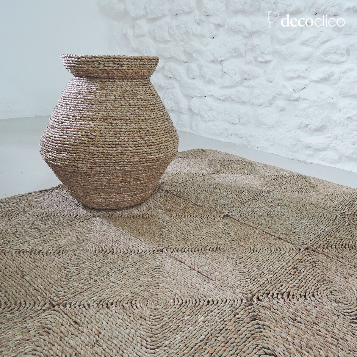 Alfombra rectangular de fibra natural de mendong 150 x 180 cm  Sumba