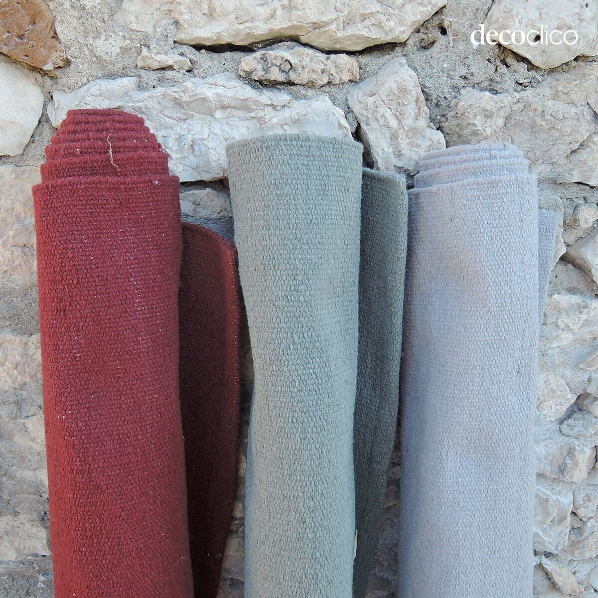 Alfombra rectangular de fibras recicladas tejida a mano gris perla para interior y exterior 160 Moka