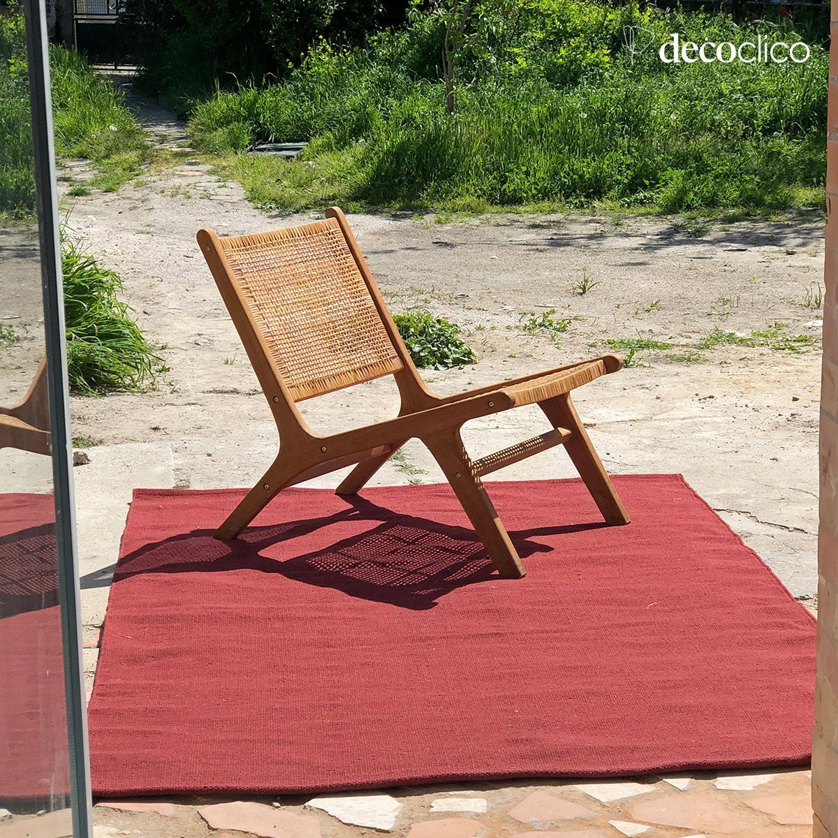 Alfombra rectangular de fibras recicladas tejida a mano terracotta interior exterior 160 Moka