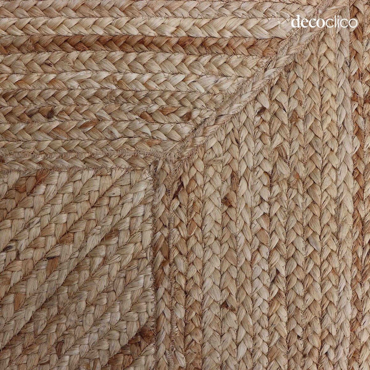 Alfombra rectangular de yute natural con motivos tejidos a mano 140 x 200 cm Bergen