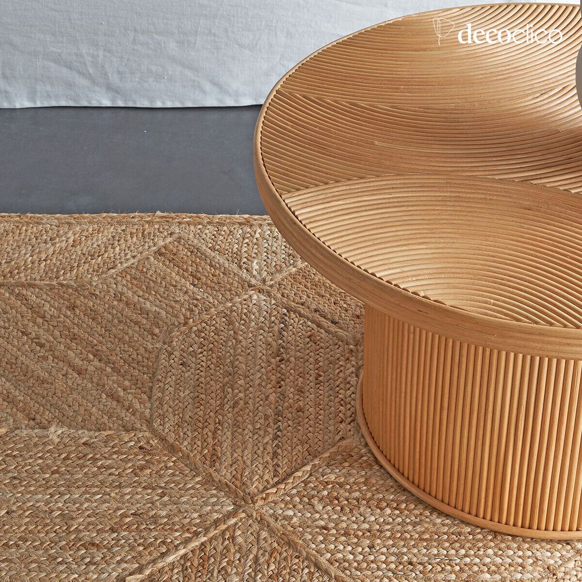 Alfombra rectangular de yute natural con motivos tejidos a mano 140 x 200 cm Bergen