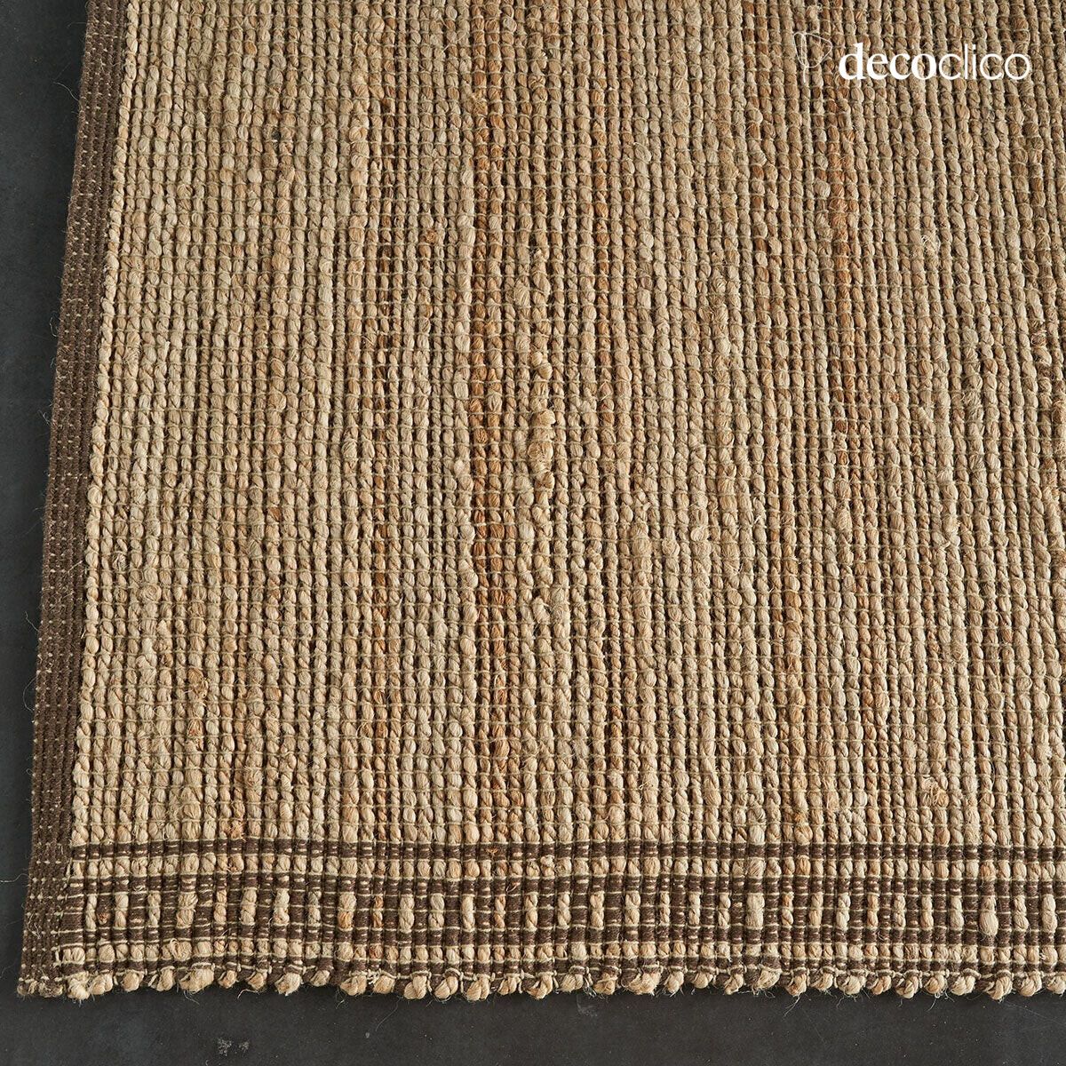 Alfombra rectangular de yute natural y algodón marrón tejida a mano 140 x 200 cm Bergen