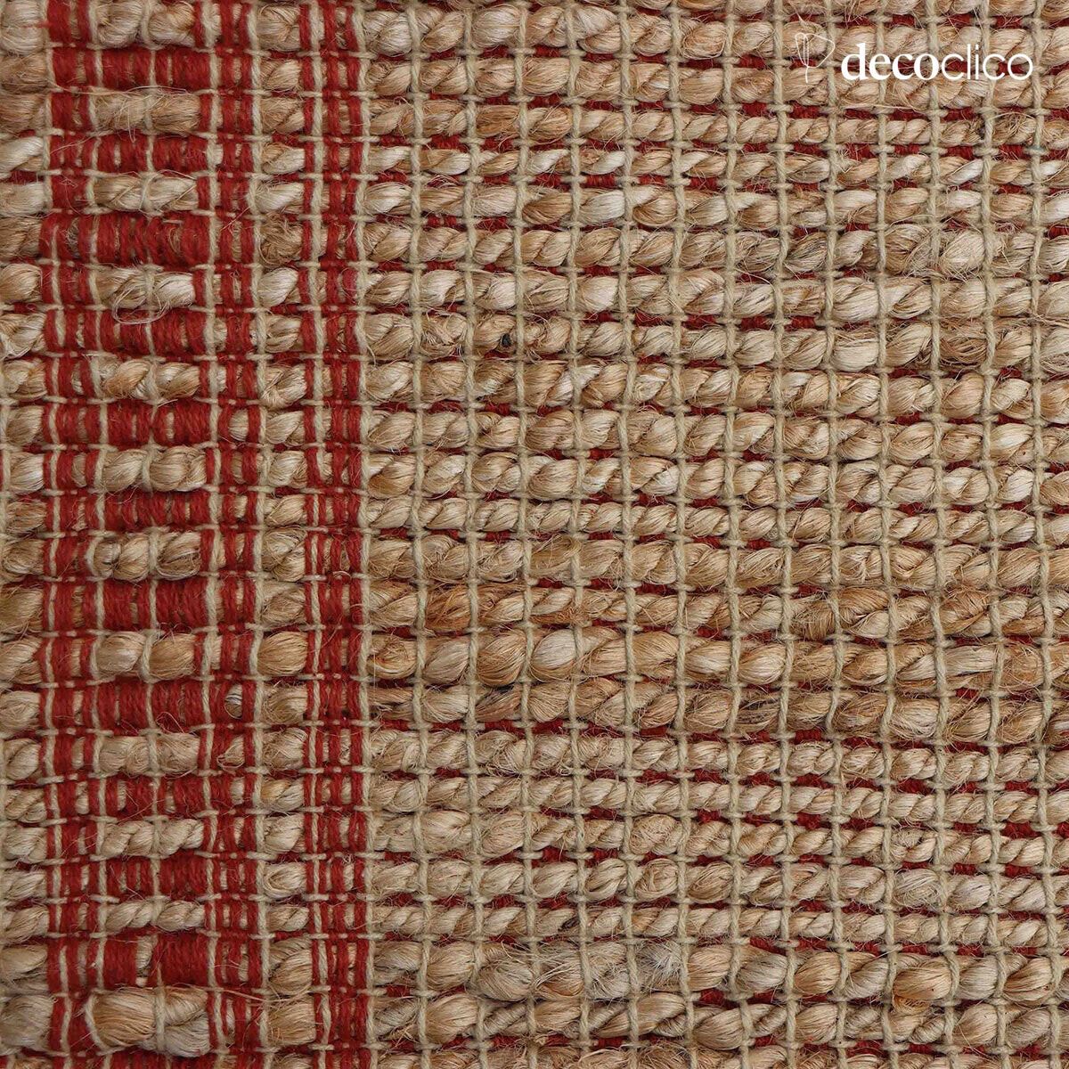 Alfombra rectangular de yute natural y algodón terracota tejida a mano 140 x 200 cm Bergen