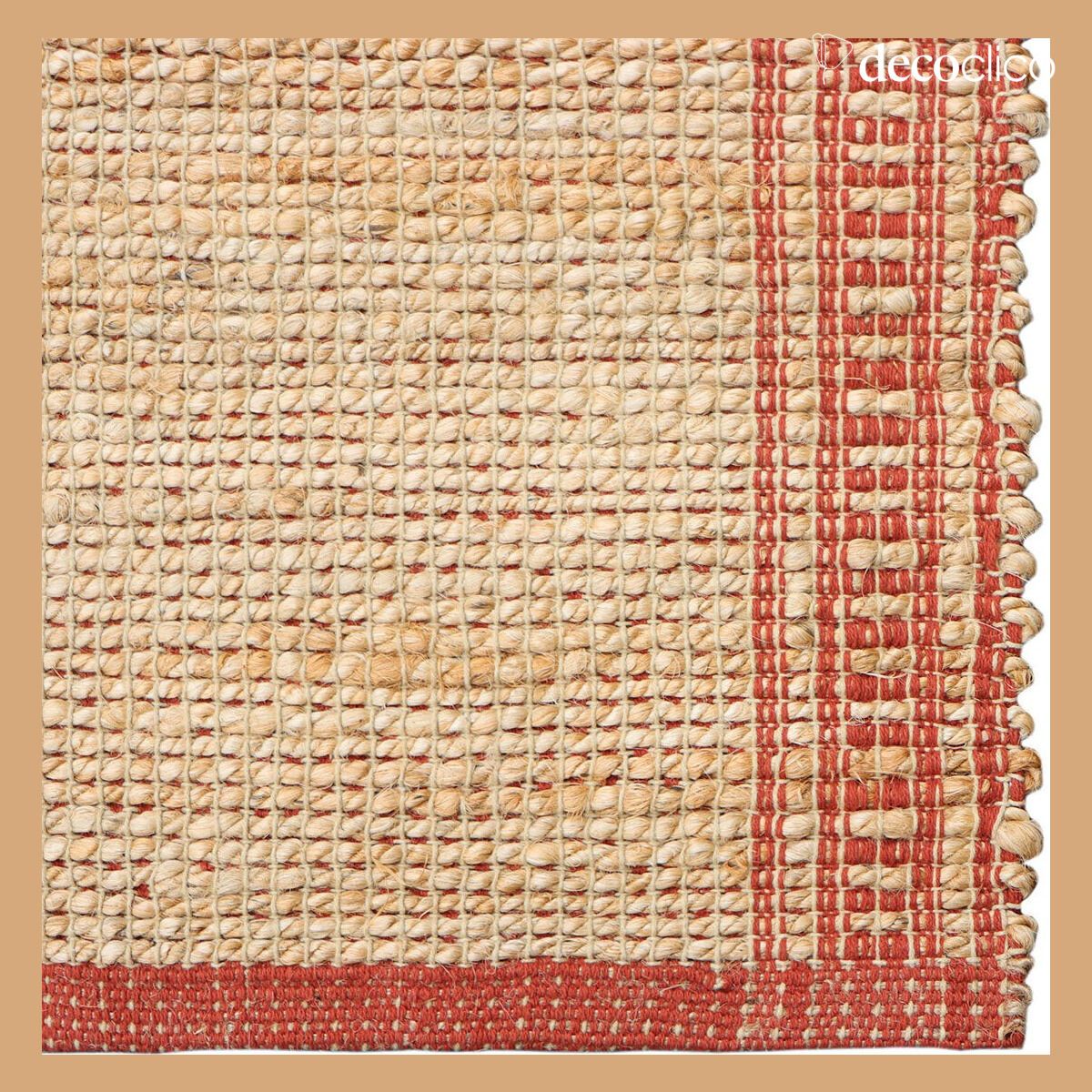 Alfombra rectangular de yute natural y algodón terracota tejida a mano 140 x 200 cm Bergen