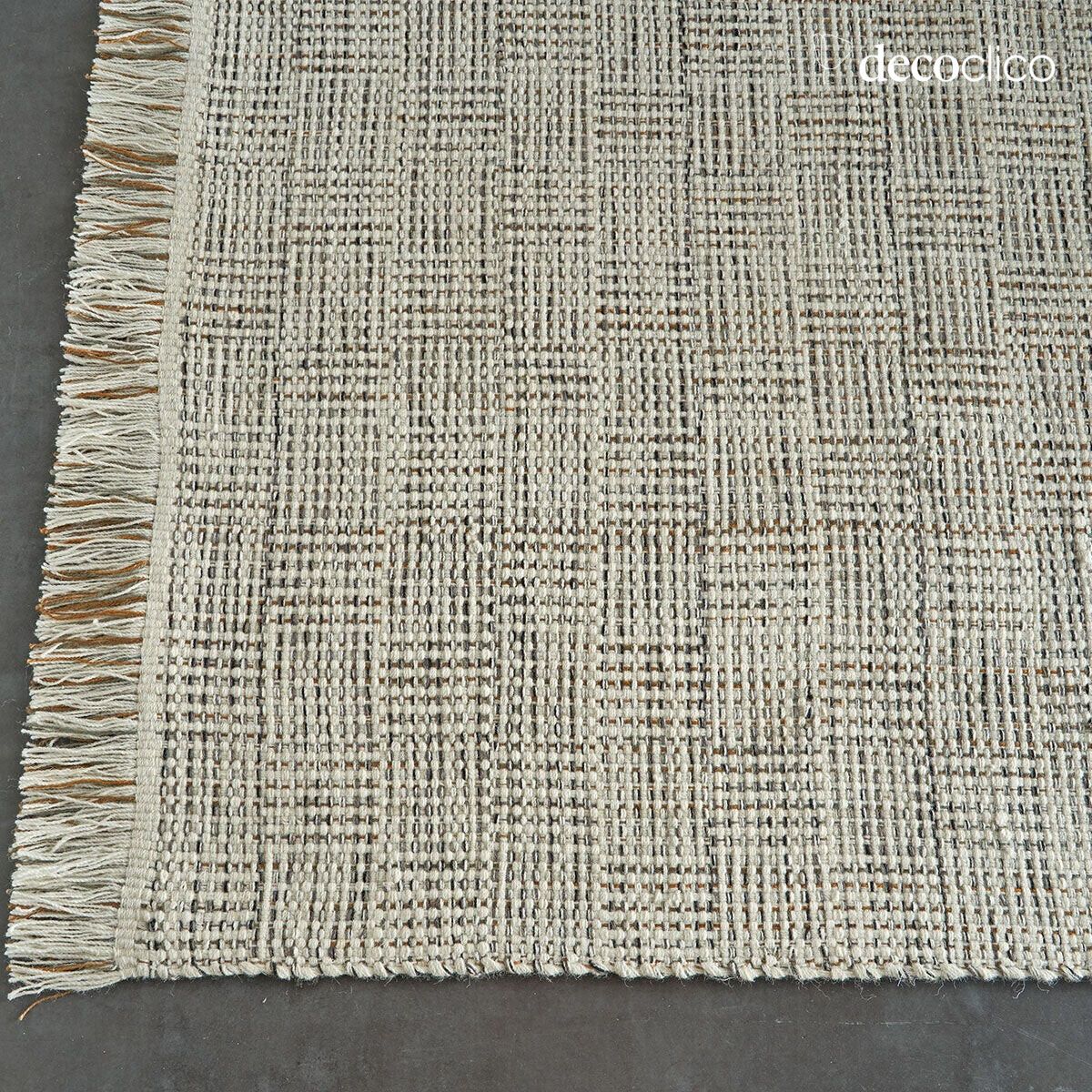 Alfombra rectangular de yute natural y lana tejida a mano 140 x 200 cm Moka