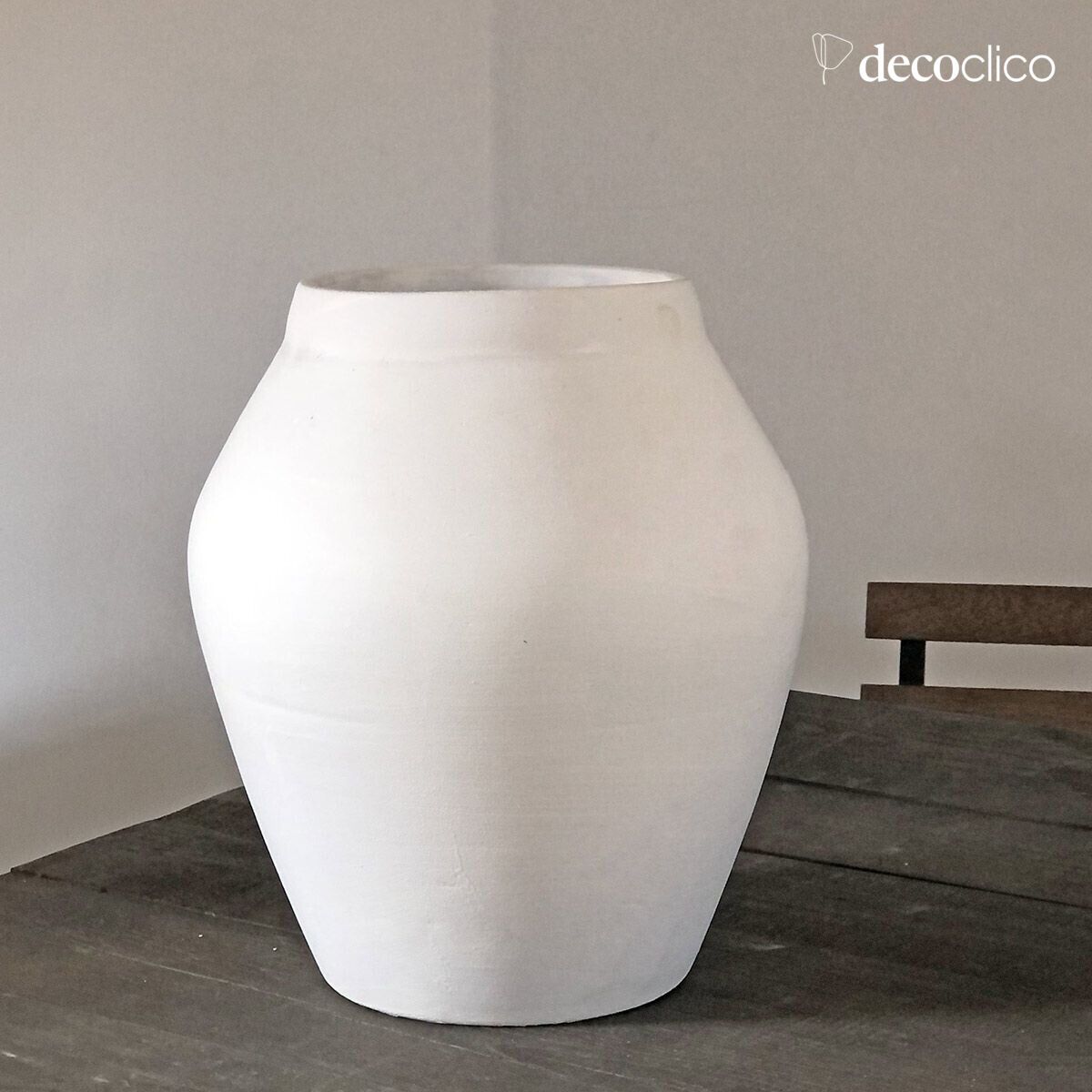 Alma handgemaakte witte terracotta amfora vaas