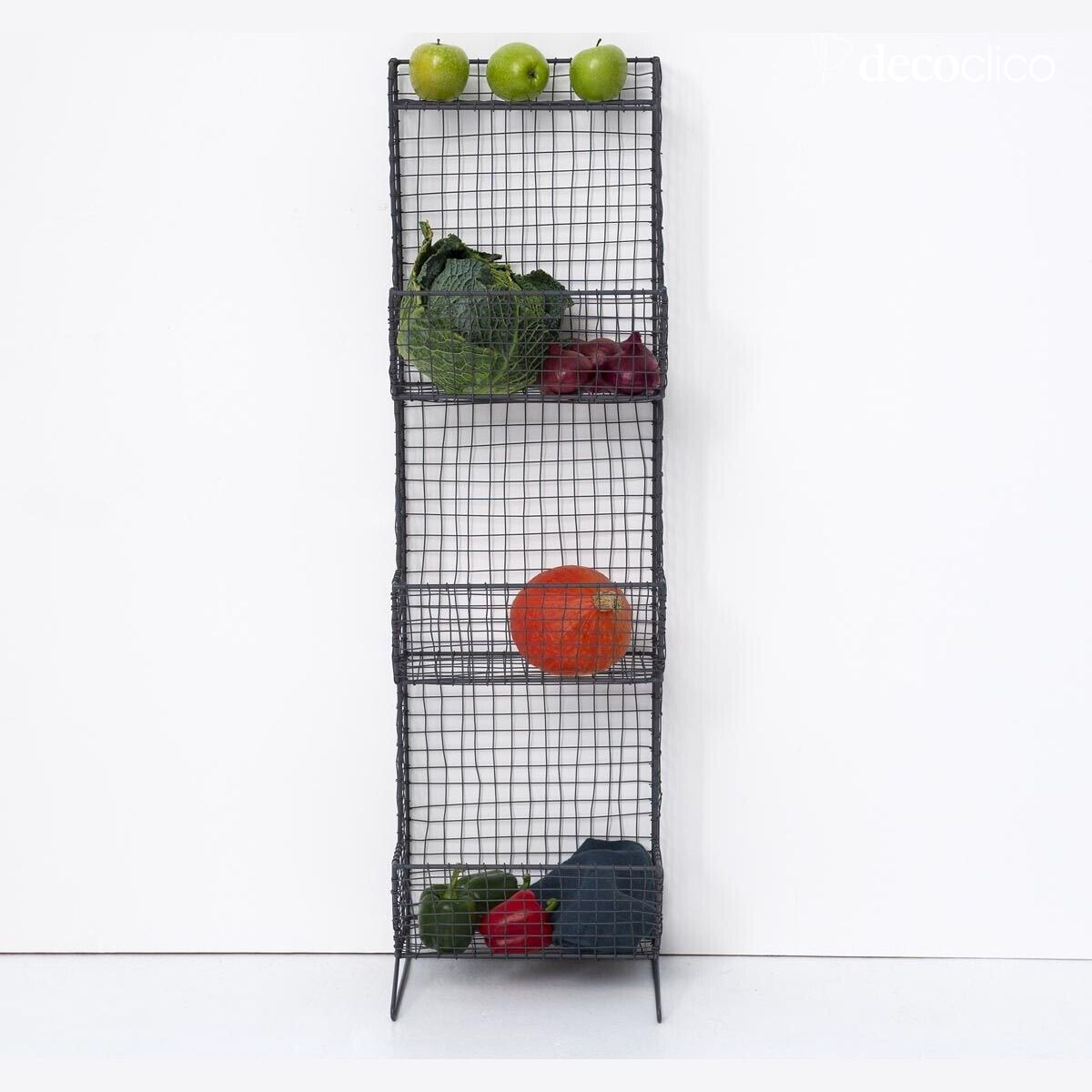 Anthracite mesh metal shelf unit with 3 baskets Greed