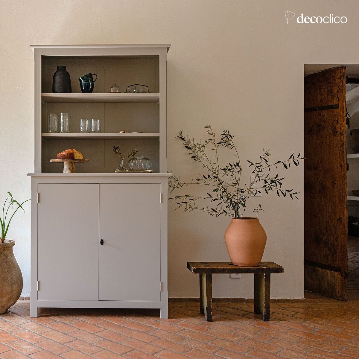 Aparador buffet de dos cuerpos en pino marítimo gris claro Léandre (incluye refs 67071 - 67072) Leandre