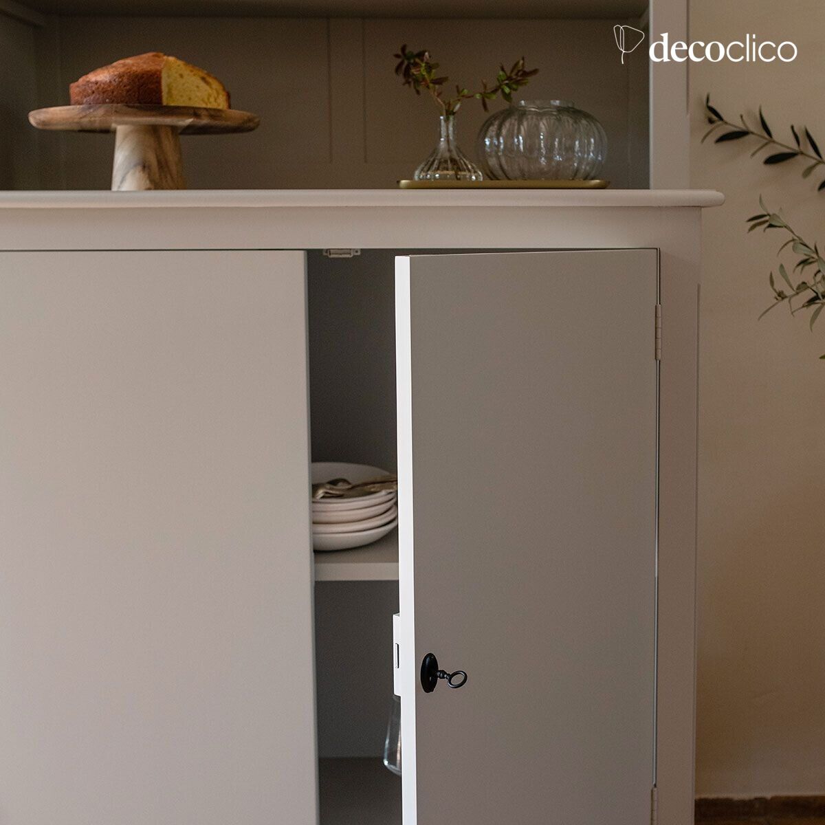 Aparador buffet de dos cuerpos en pino marítimo gris claro Léandre (incluye refs 67071 - 67072) Leandre