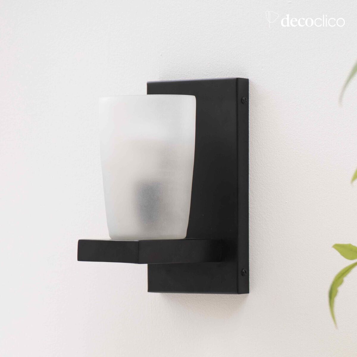 Applique supporto metallo antracite e cono in vetro satinato Majordome