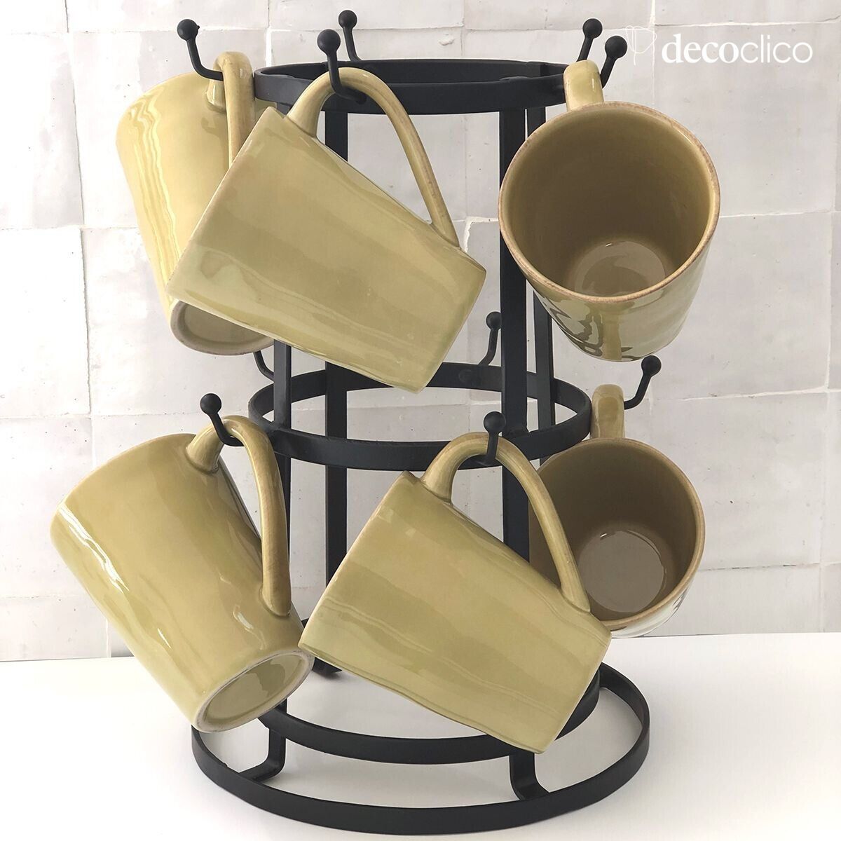 Árbol para tazas / soporte para tazas de sobremesa de 10 ramas de metal negro