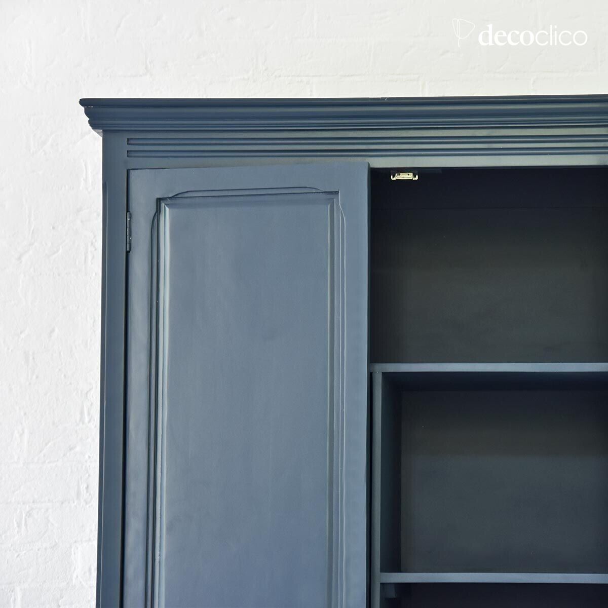 Armario parisino azul 2 puertas, estantes para ropa Léandre