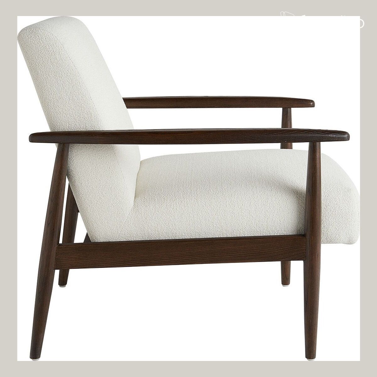 Armchair in ash and beige bouclette