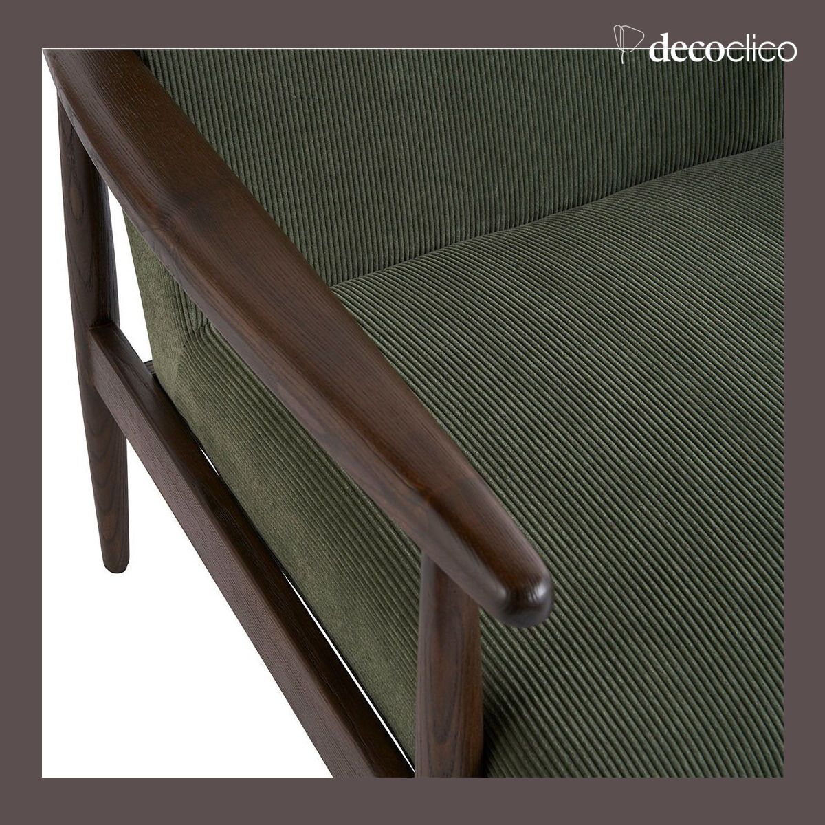 Armchair in ash and khaki corduroy