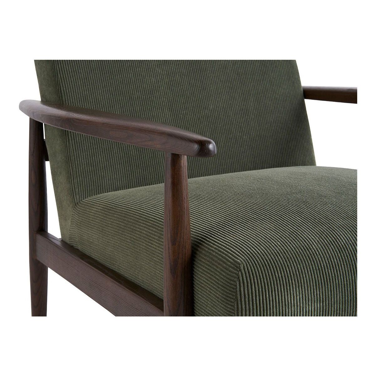 Armchair in ash and khaki corduroy