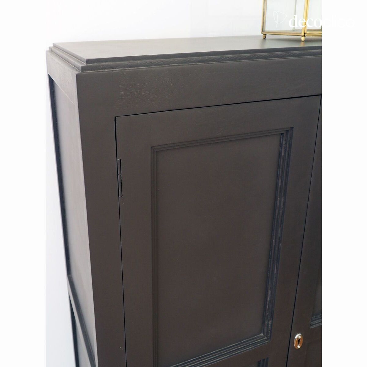 Armoire basse lingère en pin maritime gris foncé Léandre