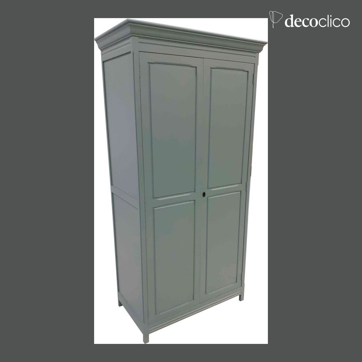 Armoire parisienne 2 portes penderie étagères vert sauge Léandre