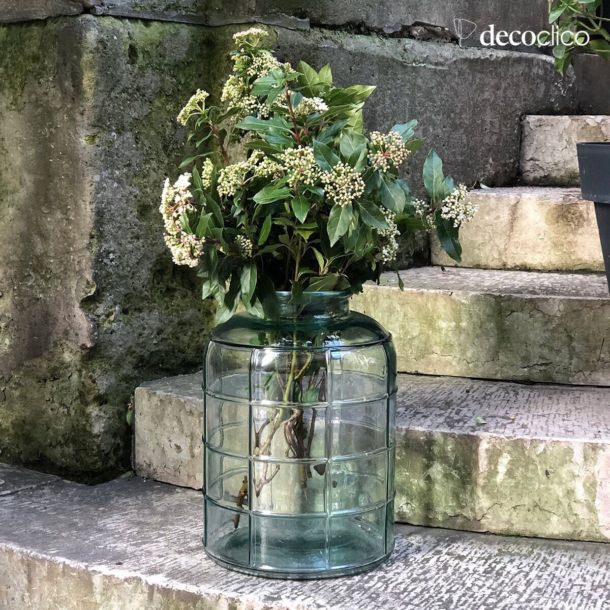 Art Deco bottle in transparent recycled glass 12L Zelda