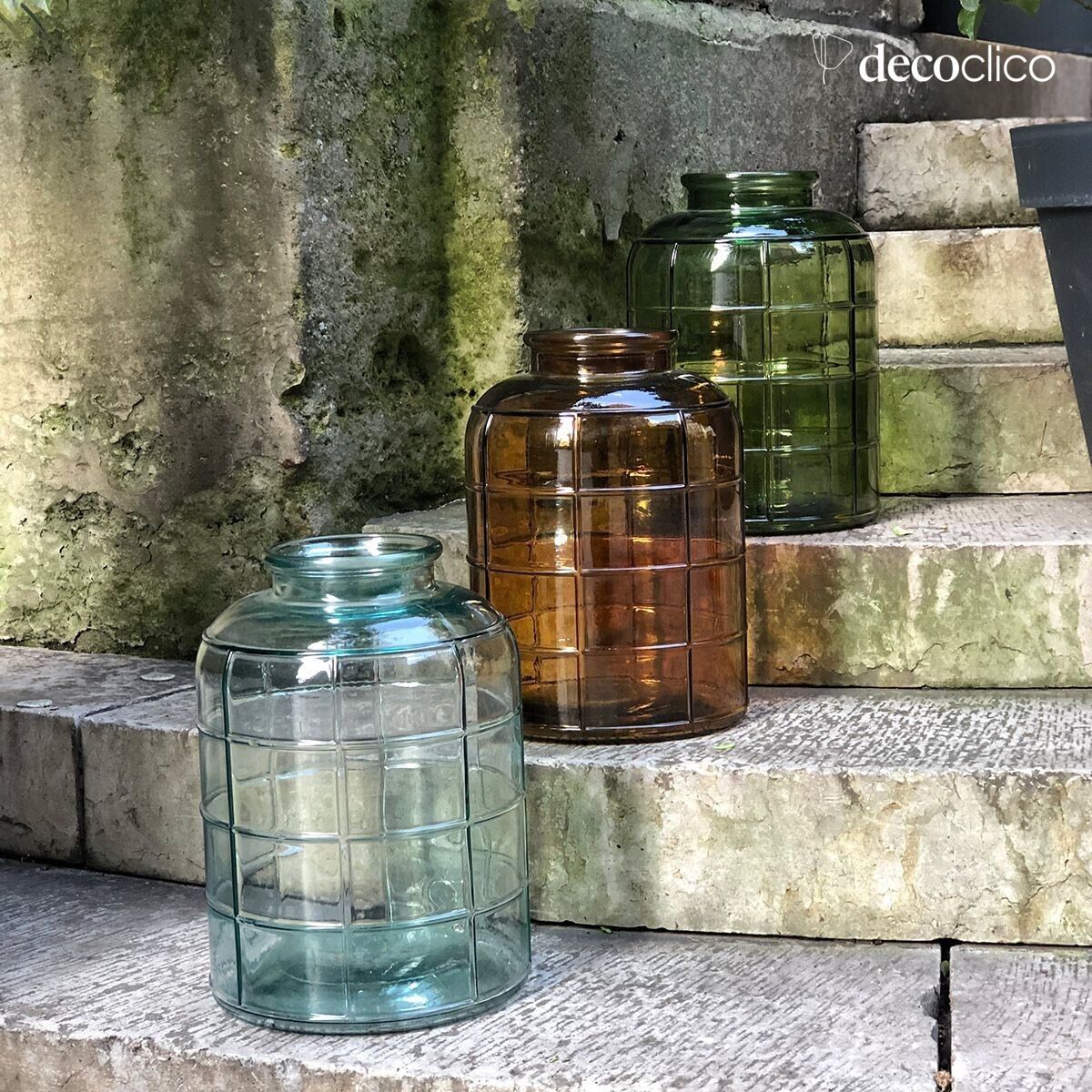 Art Deco bottle in transparent recycled glass 12L Zelda