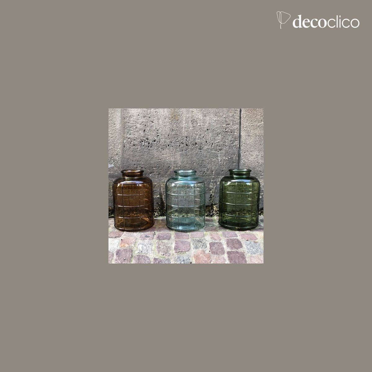 Art Deco gerecycled glazen amberkleurige karaf 12L Zelda