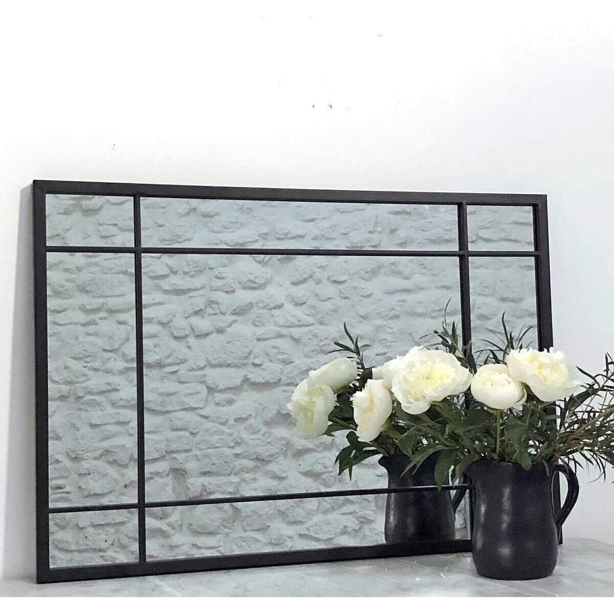 Art Deco mirror in black metal 97 x 67 cm  Wallis