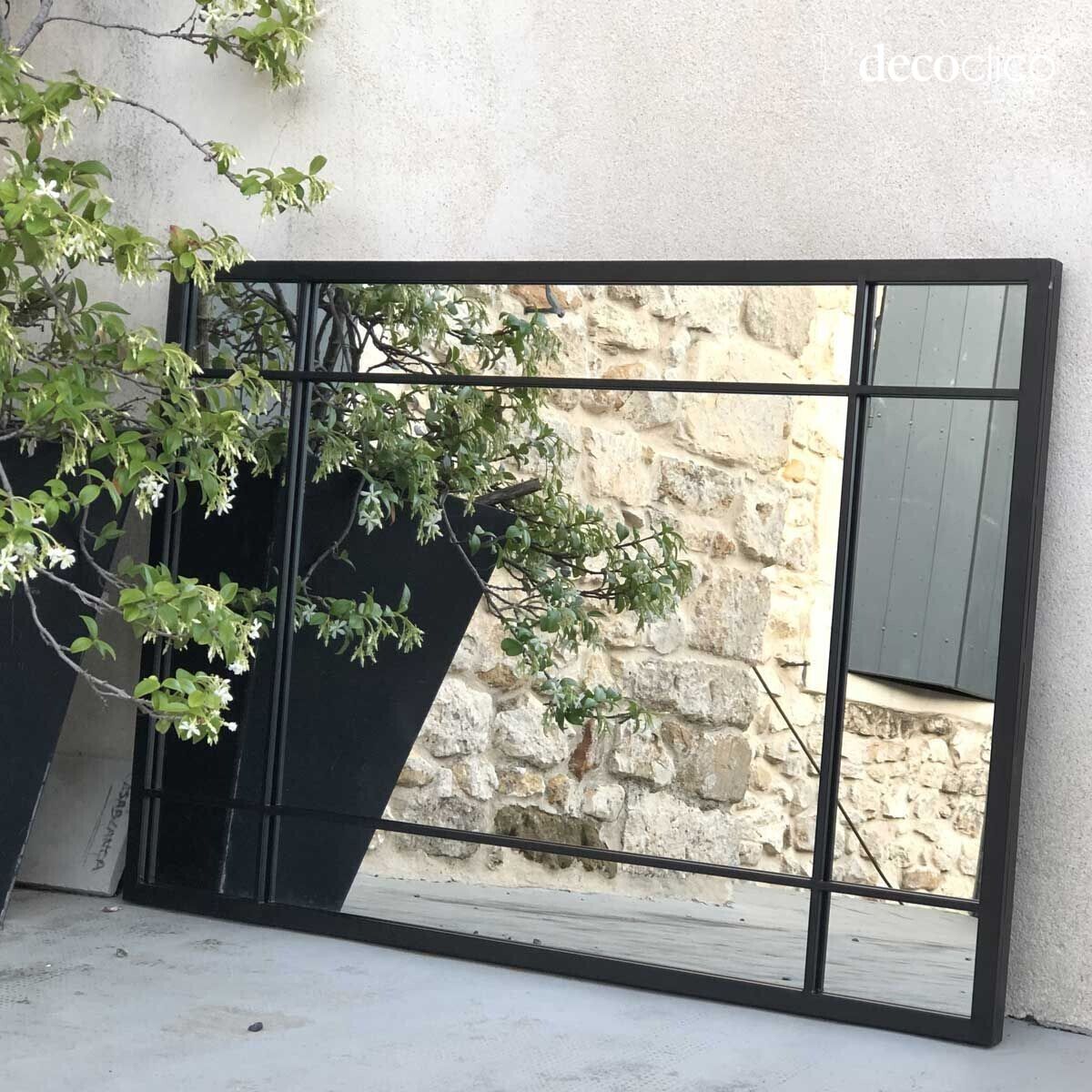 Art Deco mirror in black metal 97 x 67 cm  Wallis